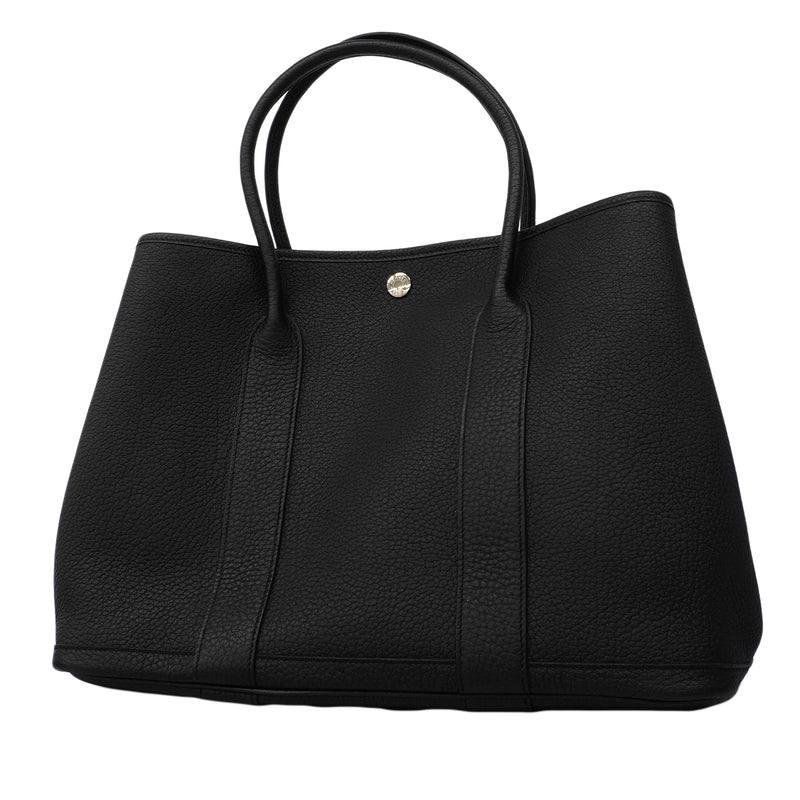 【6fa1748】エルメス トートバッグ ガーデンパーティPM ネゴンダ ブラック シルバー金具 W刻印【中古】レディース