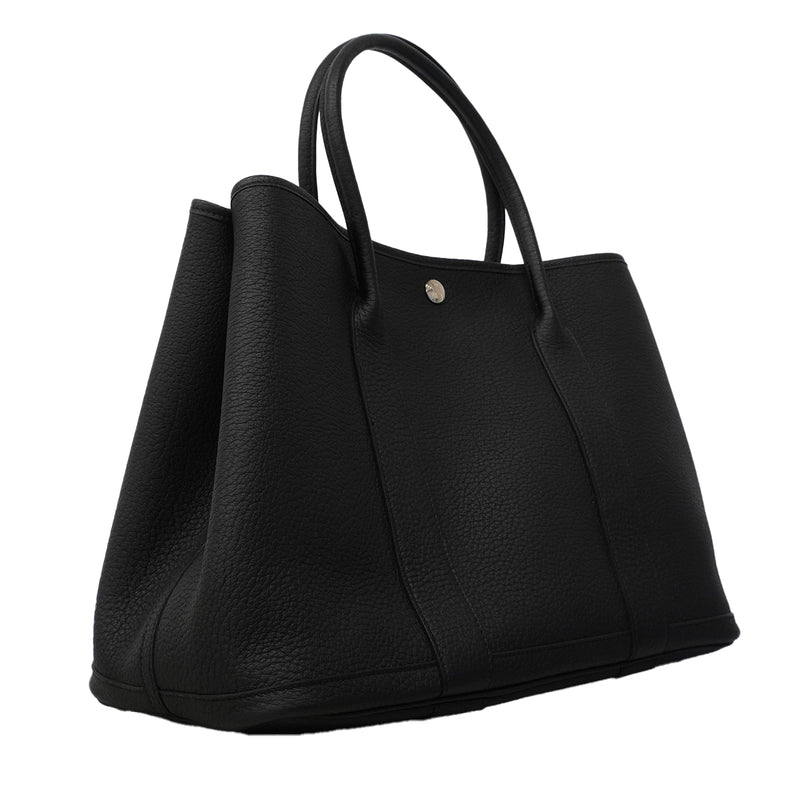 【6fa1748】エルメス トートバッグ ガーデンパーティPM ネゴンダ ブラック シルバー金具 W刻印【中古】レディース