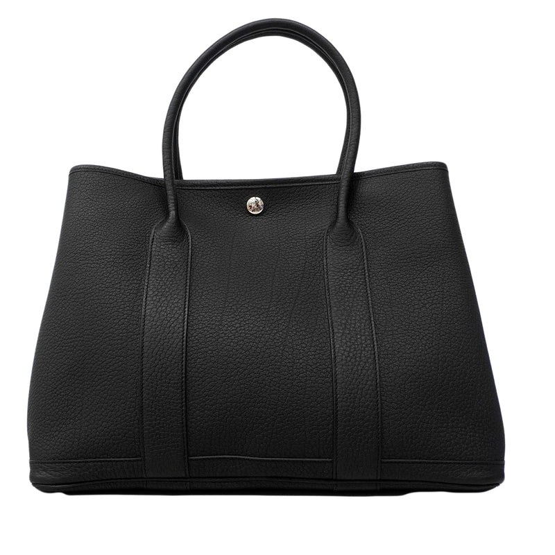 【6fa1748】エルメス トートバッグ ガーデンパーティPM ネゴンダ ブラック シルバー金具 W刻印【中古】レディース