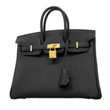【6fa1750-g】エルメス ハンドバッグ バーキン25 トゴ ブラック ゴールド金具 G刻印【中古】レディース