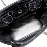 【6fa1753-g】エルメス ハンドバッグ バーキン35 ポロサス ブラック ゴールド金具 □G刻印【中古】レディース