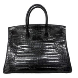 【6fa1753-g】エルメス ハンドバッグ バーキン35 ポロサス ブラック ゴールド金具 □G刻印【中古】レディース