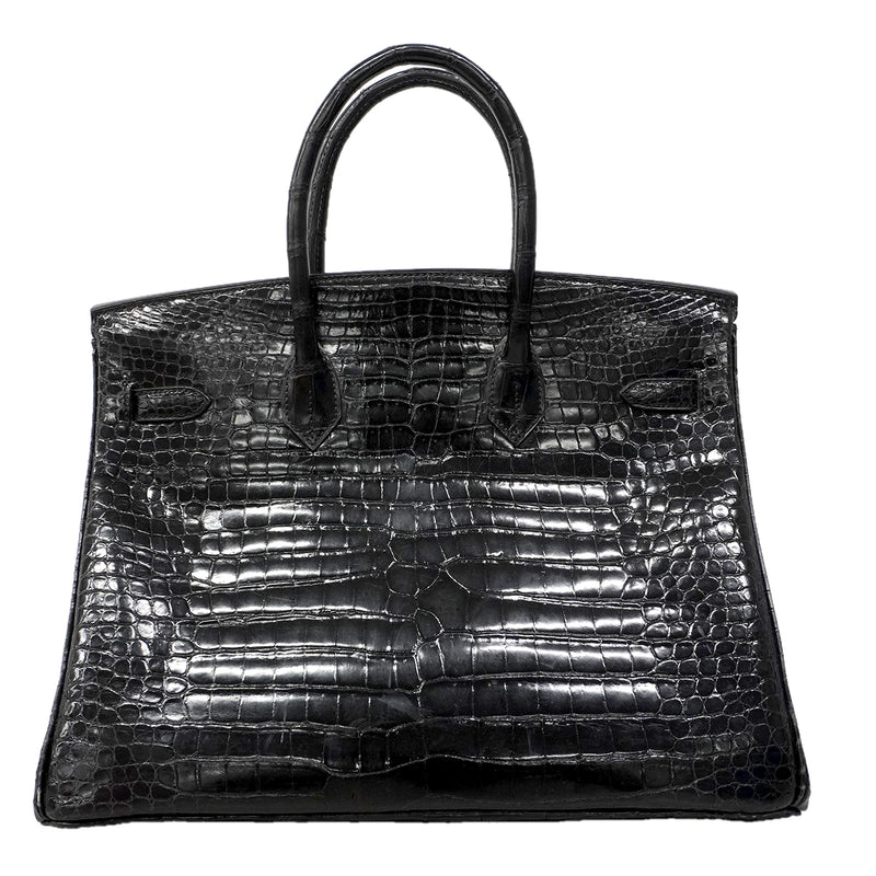 【6fa1753-g】エルメス ハンドバッグ バーキン35 ポロサス ブラック ゴールド金具 □G刻印【中古】レディース