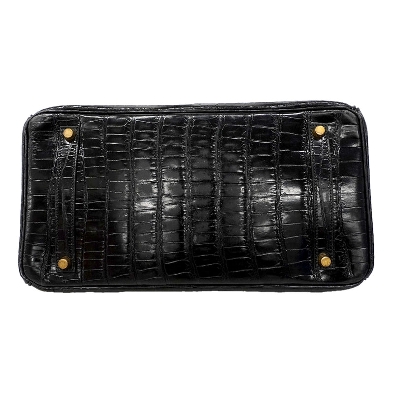 【6fa1753-g】エルメス ハンドバッグ バーキン35 ポロサス ブラック ゴールド金具 □G刻印【中古】レディース
