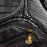【6fa1753-g】エルメス ハンドバッグ バーキン35 ポロサス ブラック ゴールド金具 □G刻印【中古】レディース