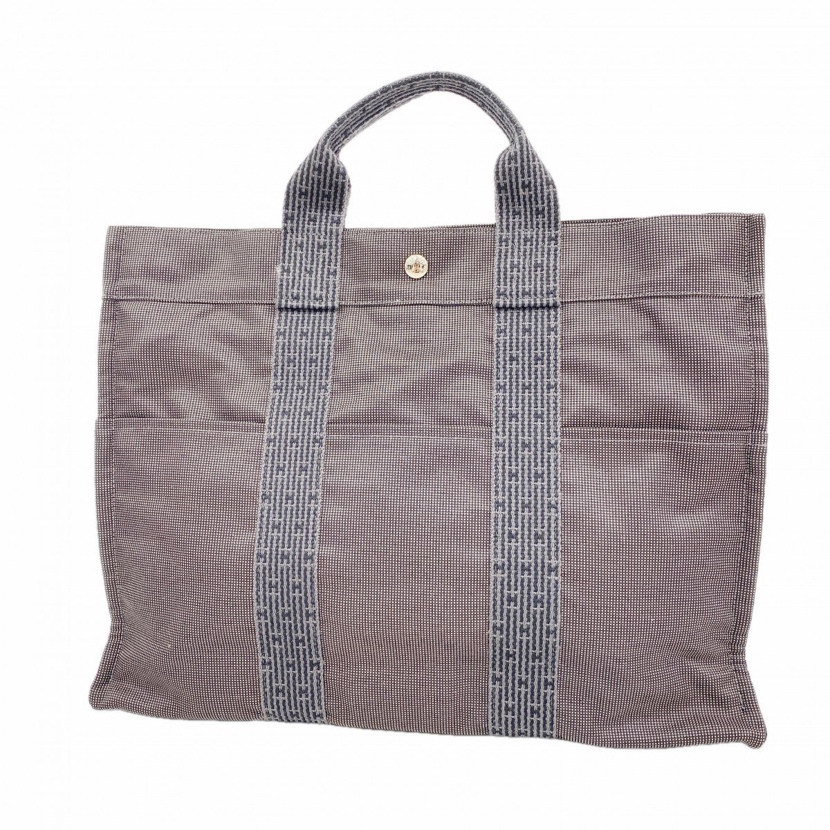 【6fa1765】エルメス トートバッグ エールラインMM キャンバス グレー シルバー金具【中古】メンズ レディース ユニセックス