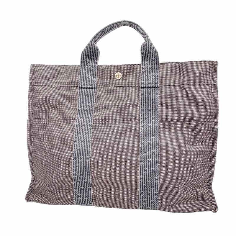 【6fa1765】エルメス トートバッグ エールラインMM キャンバス グレー シルバー金具【中古】メンズ レディース ユニセックス