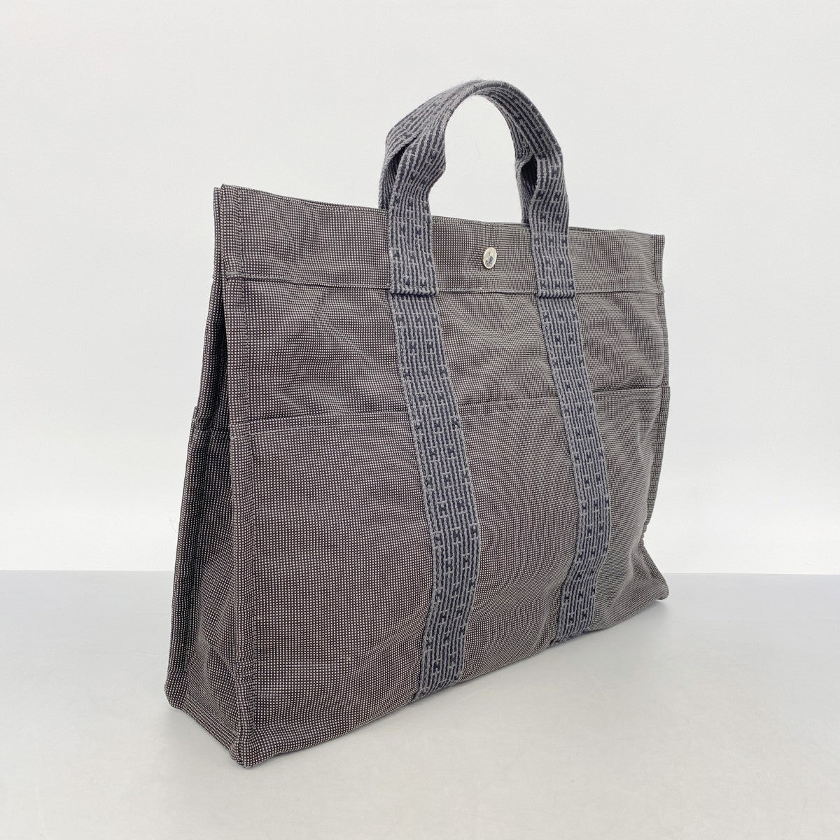 【6fa1765】エルメス トートバッグ エールラインMM キャンバス グレー シルバー金具【中古】メンズ レディース ユニセックス