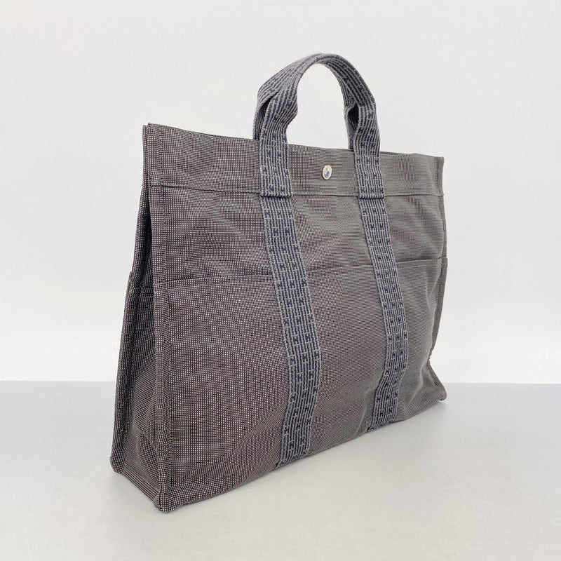 【6fa1765】エルメス トートバッグ エールラインMM キャンバス グレー シルバー金具【中古】メンズ レディース ユニセックス