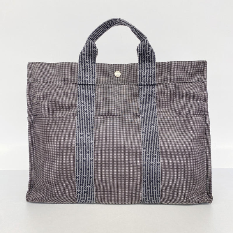 【6fa1765】エルメス トートバッグ エールラインMM キャンバス グレー シルバー金具【中古】メンズ レディース ユニセックス