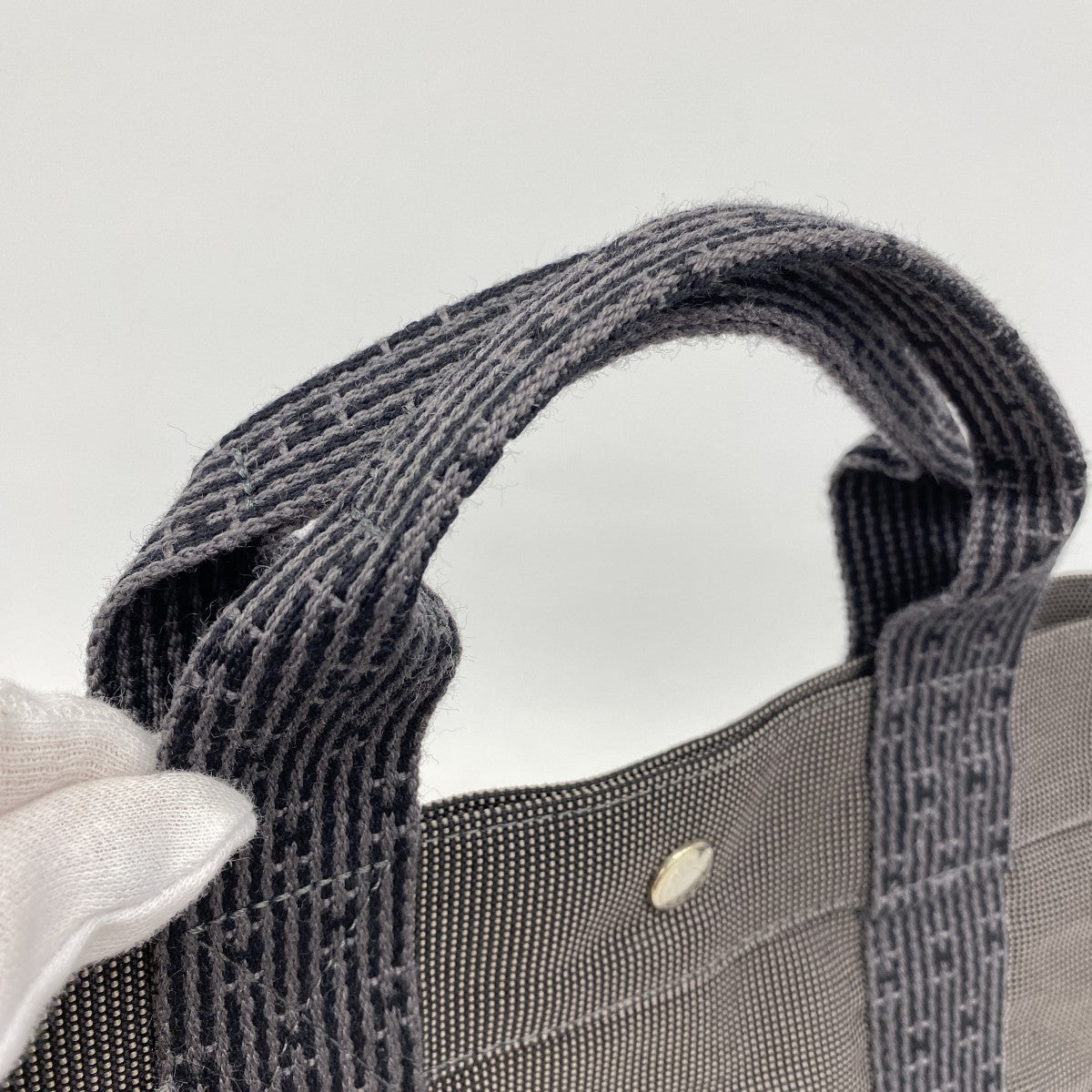 【6fa1765】エルメス トートバッグ エールラインMM キャンバス グレー シルバー金具【中古】メンズ レディース ユニセックス