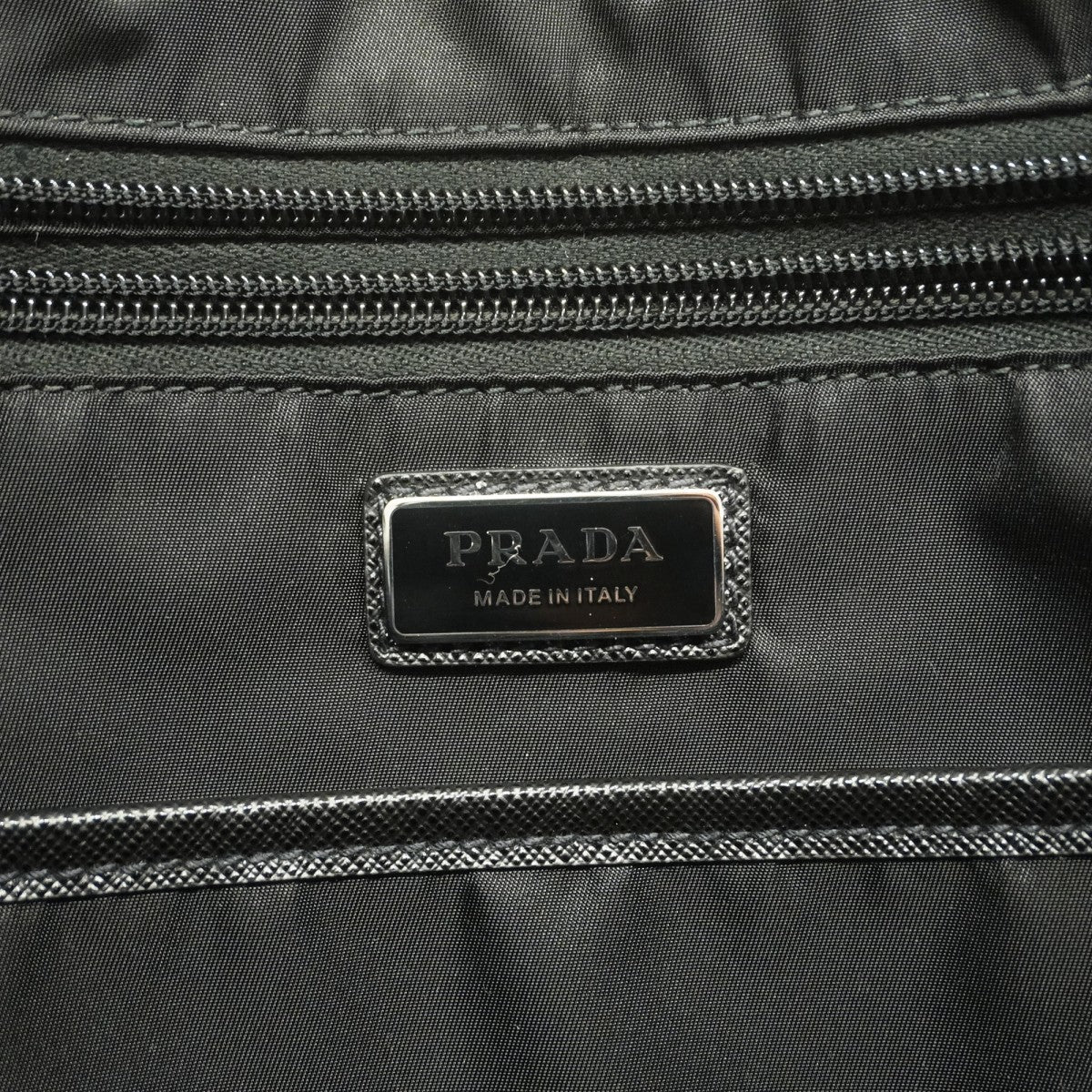 【6fa1785】プラダ トートバッグ サフィアーノ ナイロン ブラック シルバー金具【中古】レディース