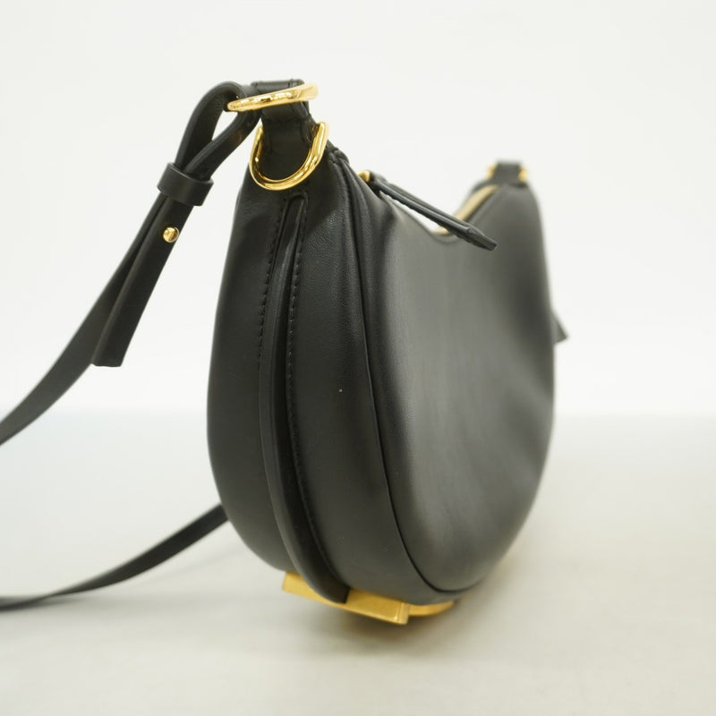 【6fa1787】フェンディ ショルダーバッグ グラフィー レザー ブラック ゴールド金具【中古】レディース