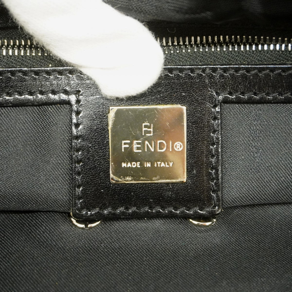 【6fa1788】フェンディ トートバッグ ズッカ ナイロン ブラック シルバー金具【中古】レディース
