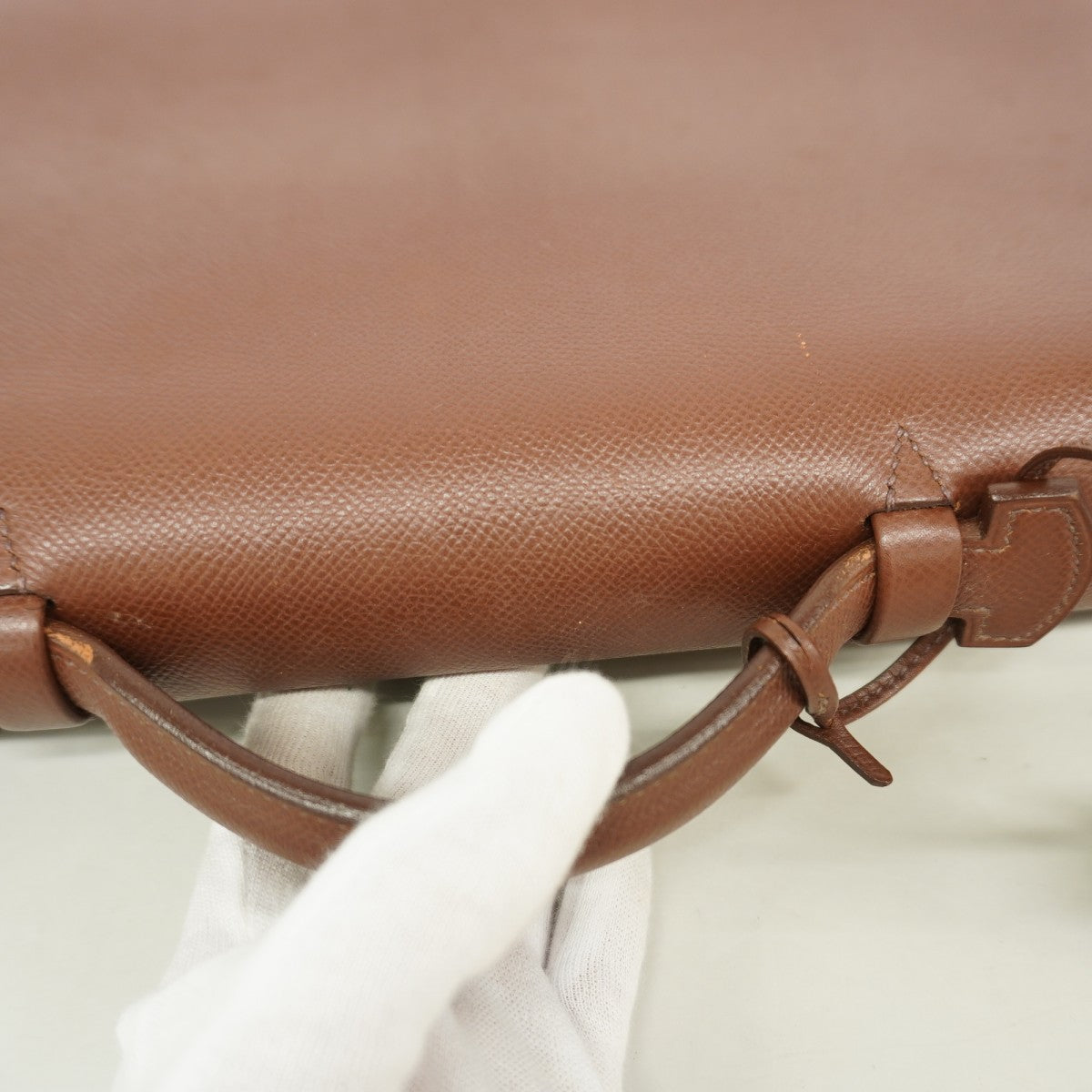 【6fa1789】エルメス ブリーフケース サックアデペッシュ38 クシュベル ハバナ ゴールド金具 □B刻印【中古】メンズ