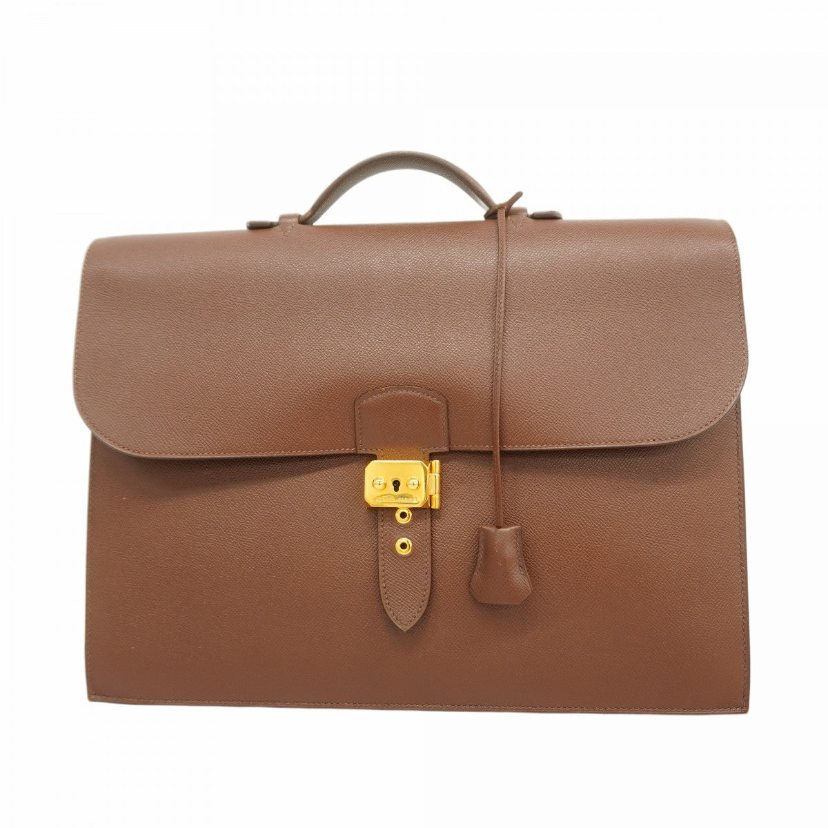 【6fa1789】エルメス ブリーフケース サックアデペッシュ38 クシュベル ハバナ ゴールド金具 □B刻印【中古】メンズ