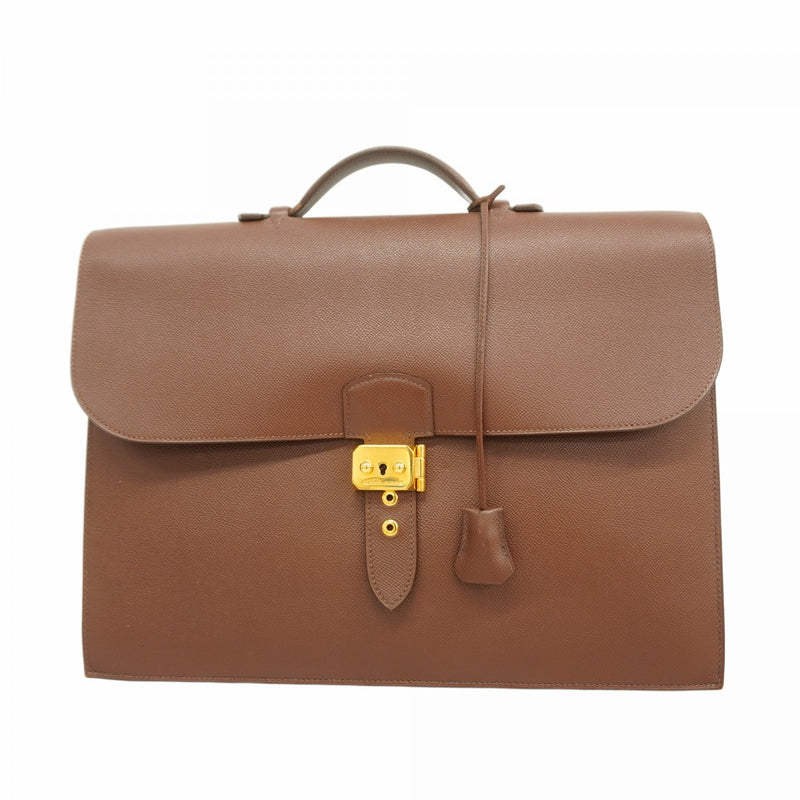 【6fa1789】エルメス ブリーフケース サックアデペッシュ38 クシュベル ハバナ ゴールド金具 □B刻印【中古】メンズ