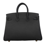 【6fa1797-g】エルメス ハンドバッグ バーキン25 トゴ ブラック ゴールド金具 G刻印【中古】レディース