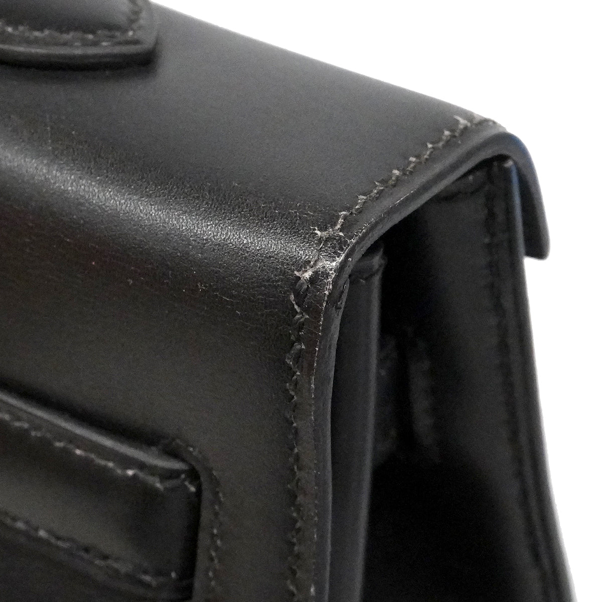 【6fa1805】エルメス ハンドバッグ ケリー35 ボックスカーフ ブラック ゴールド金具 □A刻印【中古】レディース
