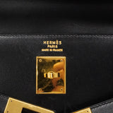 【6fa1805】エルメス ハンドバッグ ケリー35 ボックスカーフ ブラック ゴールド金具 □A刻印【中古】レディース