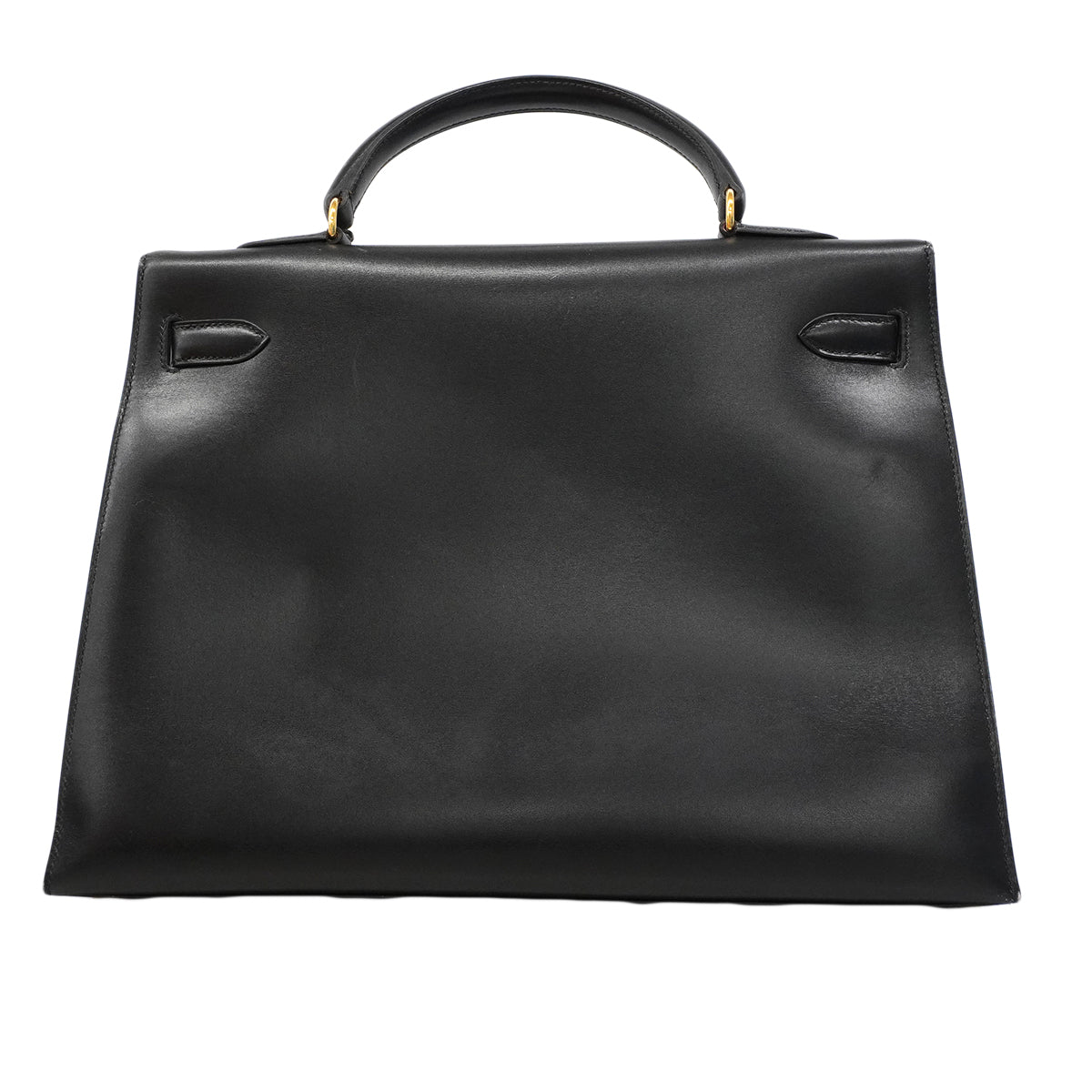 【6fa1805】エルメス ハンドバッグ ケリー35 ボックスカーフ ブラック ゴールド金具 □A刻印【中古】レディース