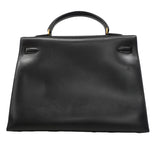 【6fa1805】エルメス ハンドバッグ ケリー35 ボックスカーフ ブラック ゴールド金具 □A刻印【中古】レディース