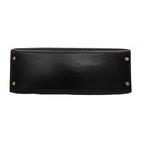 【6fa1805】エルメス ハンドバッグ ケリー35 ボックスカーフ ブラック ゴールド金具 □A刻印【中古】レディース