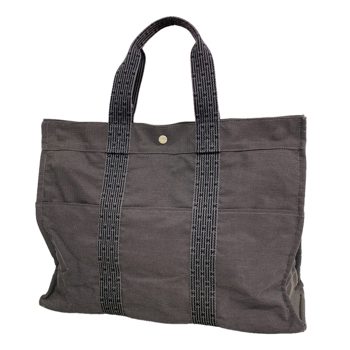 【6fa1808-k】エルメス トートバッグ エールラインGM キャンバス グレー シルバー金具【中古】メンズ レディース ユニセックス