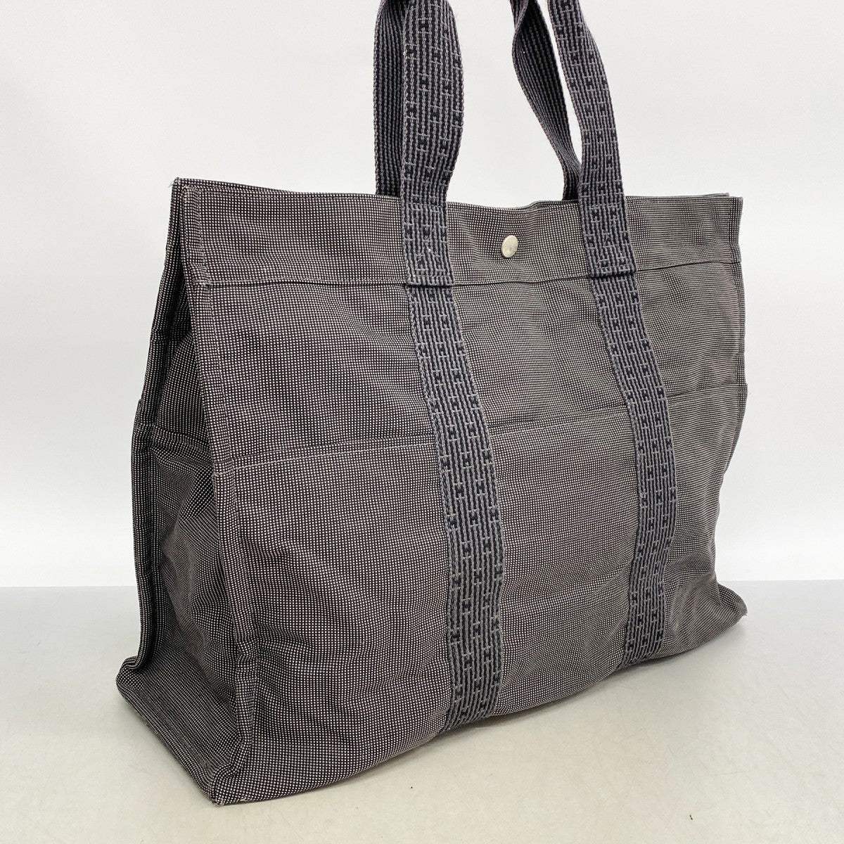 【6fa1808-k】エルメス トートバッグ エールラインGM キャンバス グレー シルバー金具【中古】メンズ レディース ユニセックス