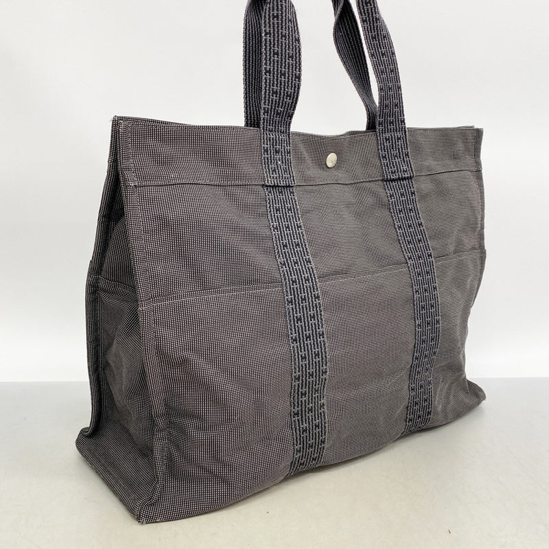 【6fa1808-k】エルメス トートバッグ エールラインGM キャンバス グレー シルバー金具【中古】メンズ レディース ユニセックス