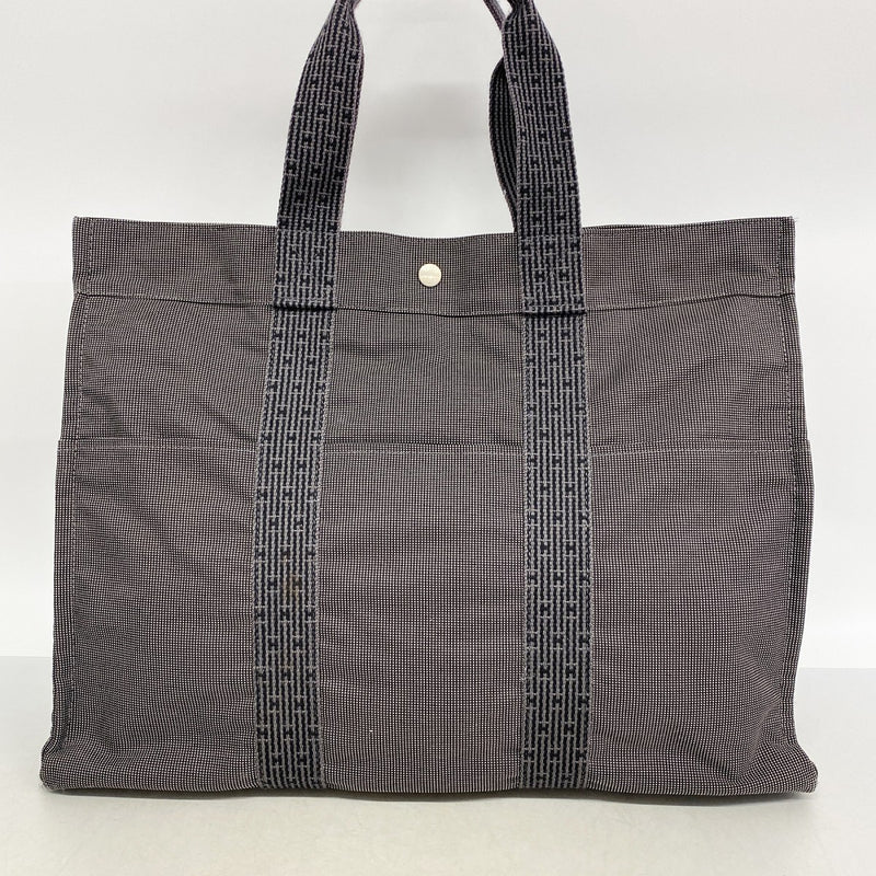 【6fa1808-k】エルメス トートバッグ エールラインGM キャンバス グレー シルバー金具【中古】メンズ レディース ユニセックス