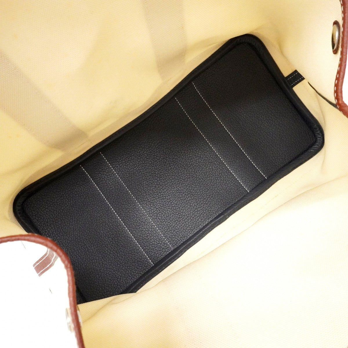 【6fa1842】エルメス トートバッグ ガーデンパーティPMレガッタ トワルアッシュ ルージュアッシュ ブルードプリュス シルバー金具 □R刻印【中古】レディース