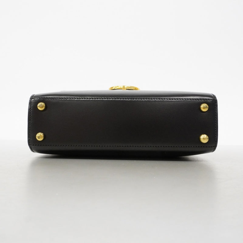 【6fa1843】カルティエ ハンドバッグ パンテール レザー ブラック ゴールド金具 2wayバッグ【中古】レディース