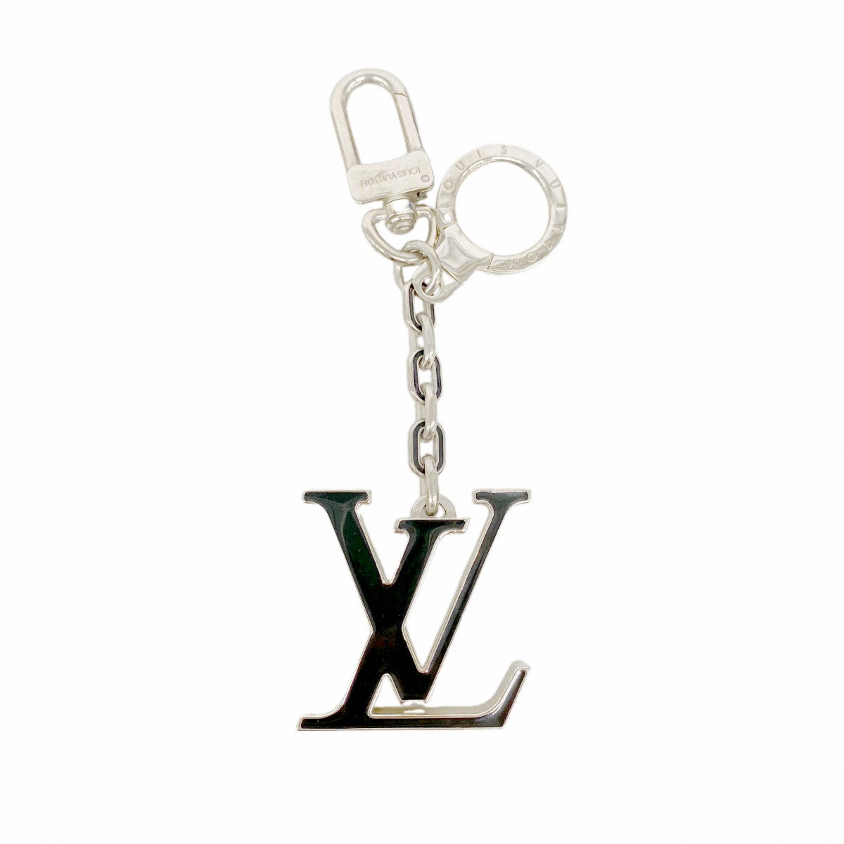 【6fa1860-k】ルイヴィトン キーホルダー・チャーム ポルトクレイニシャルLV M66269 シルバー ブラック【中古】メンズ レディース ユニセックス