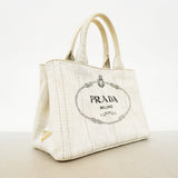 【6fa1868-k】プラダ ハンドバッグ カナパ キャンバス グレー ゴールド金具 2wayバッグ【中古】レディース