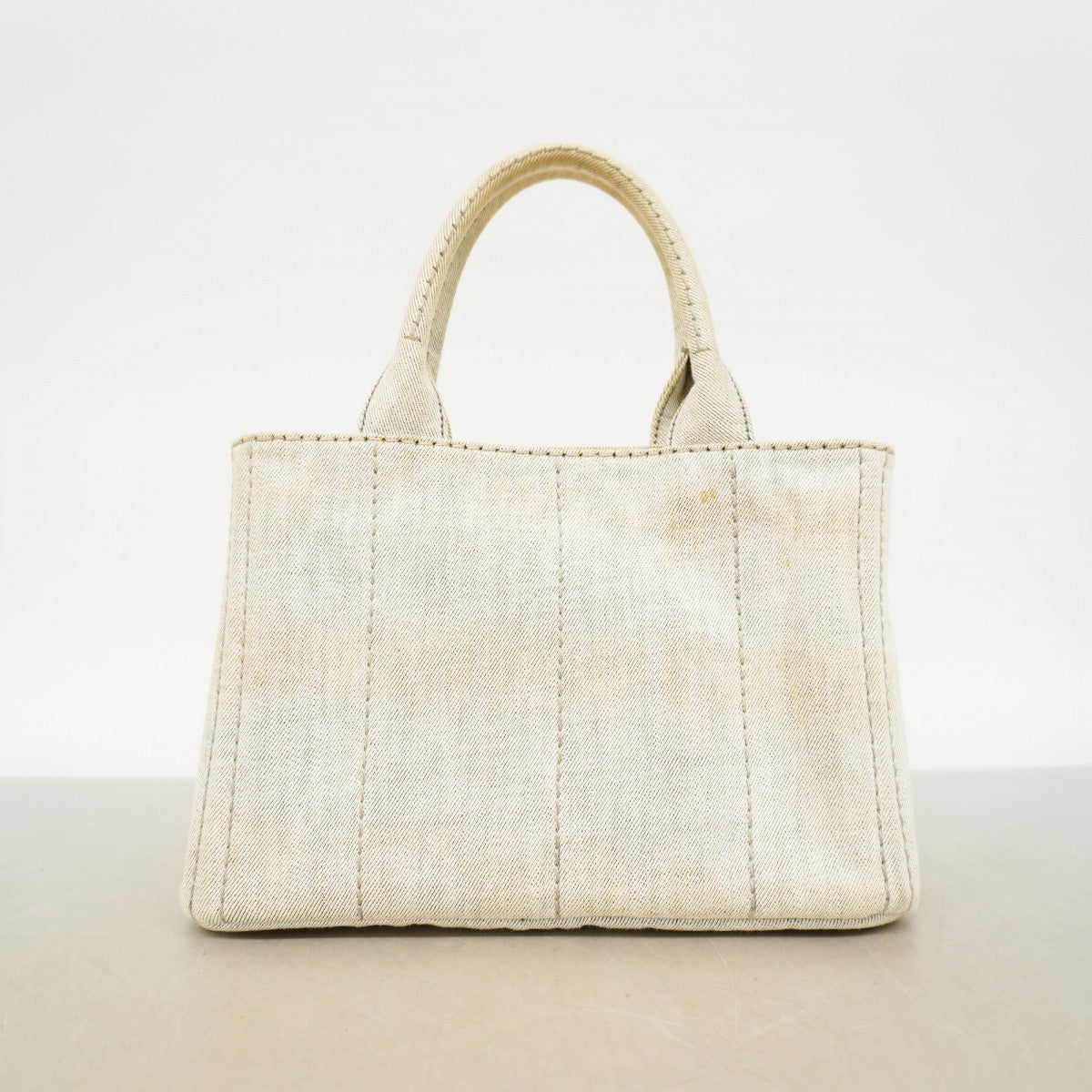 【6fa1868-k】プラダ ハンドバッグ カナパ キャンバス グレー ゴールド金具 2wayバッグ【中古】レディース