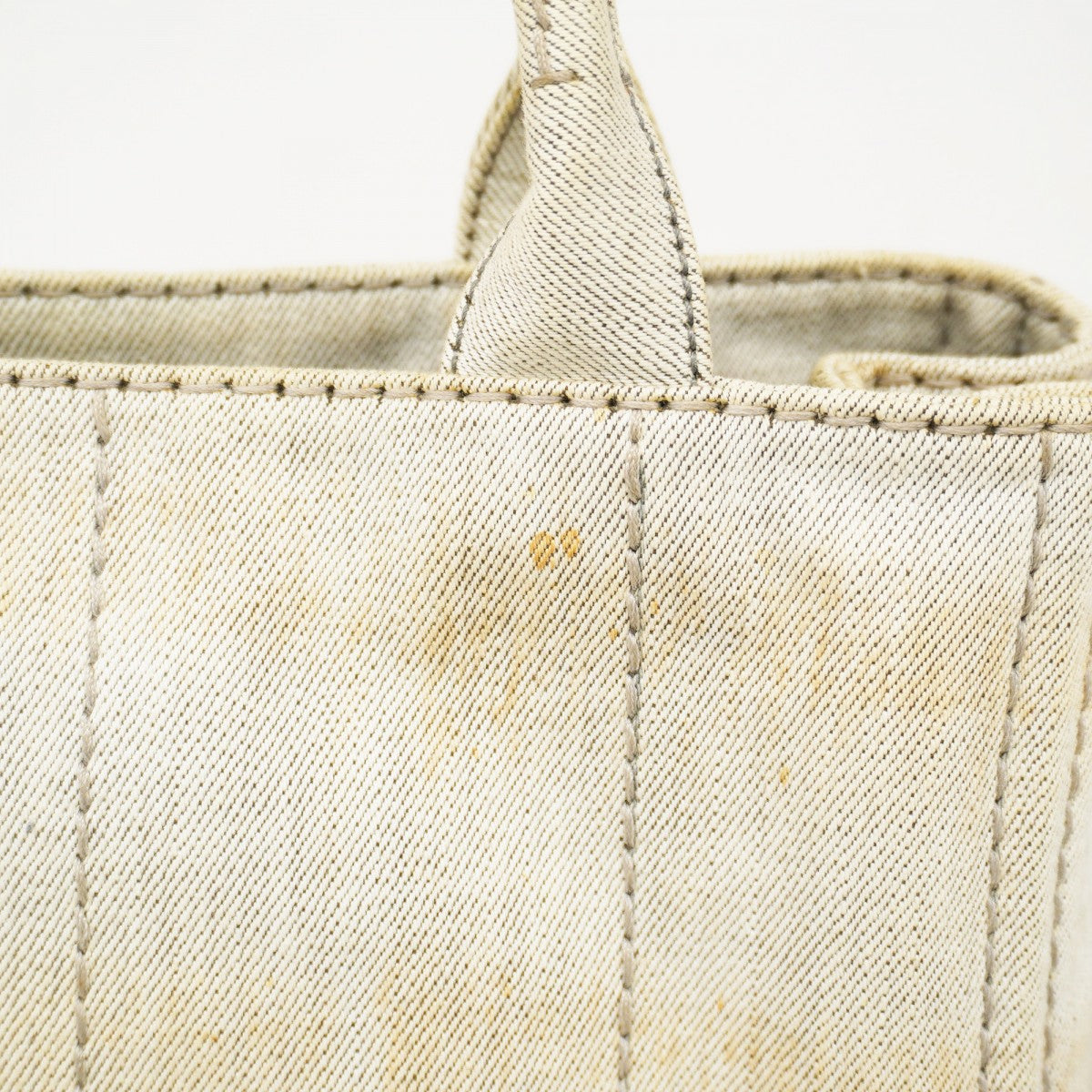 【6fa1868-k】プラダ ハンドバッグ カナパ キャンバス グレー ゴールド金具 2wayバッグ【中古】レディース