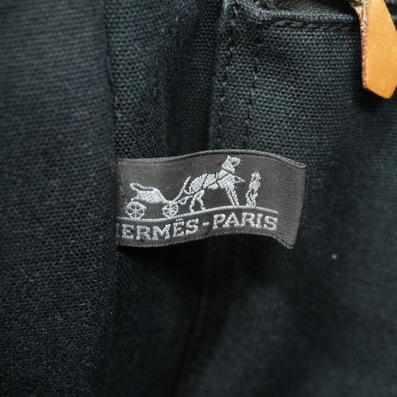 【6fa1869-k】エルメス トートバッグ フールトゥMM キャンバス ブラック グレー シルバー金具【中古】レディース