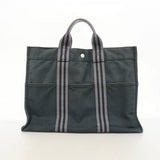 【6fa1869-k】エルメス トートバッグ フールトゥMM キャンバス ブラック グレー シルバー金具【中古】レディース