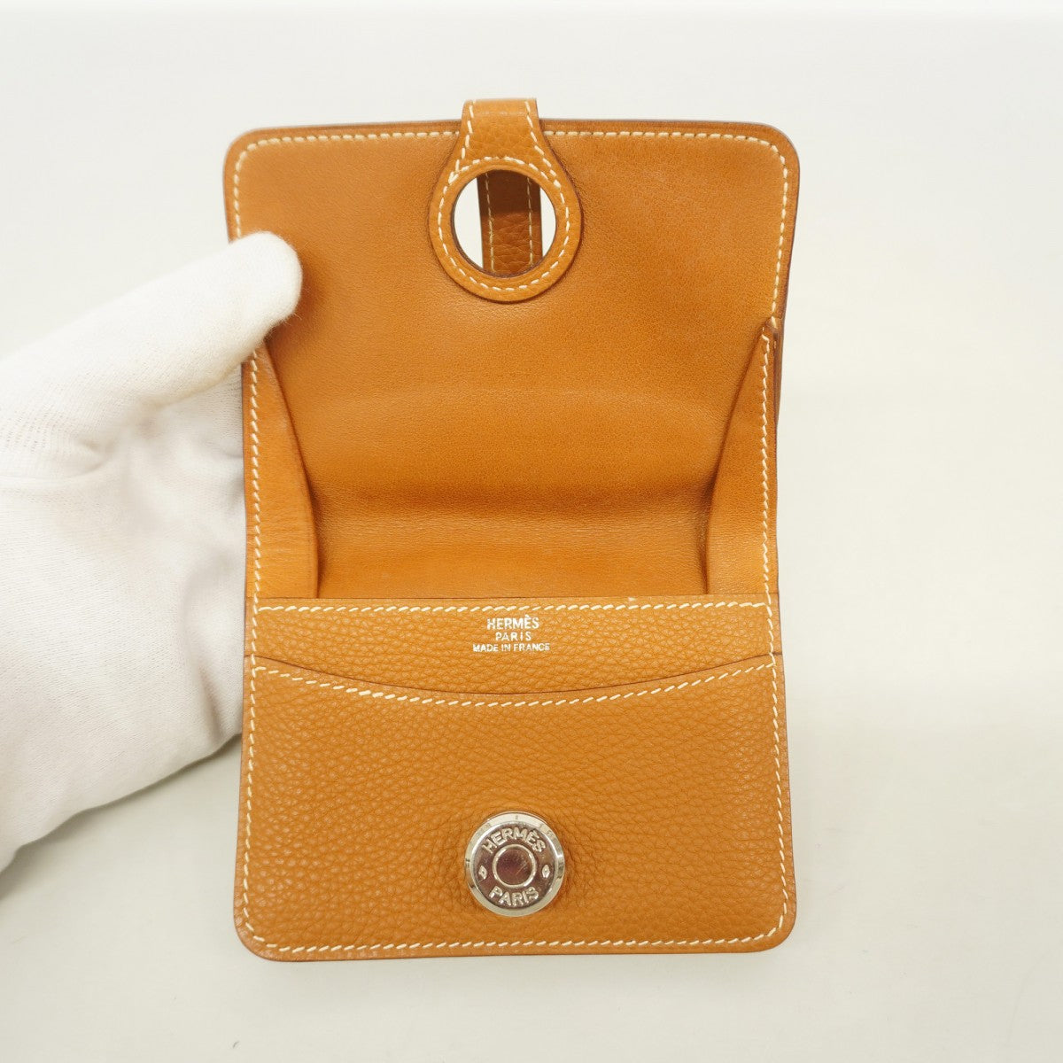 【6fa1880】エルメス カードケース ドゴンカードケース トゴ ゴールド シルバー金具 □G刻印【中古】メンズ レディース ユニセックス