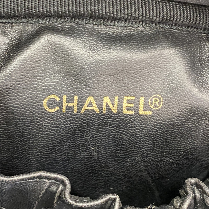 【6fa1890-k】シャネル バニティバッグ ビコローレ ラムスキン ブラック ゴールド金具【中古】レディース
