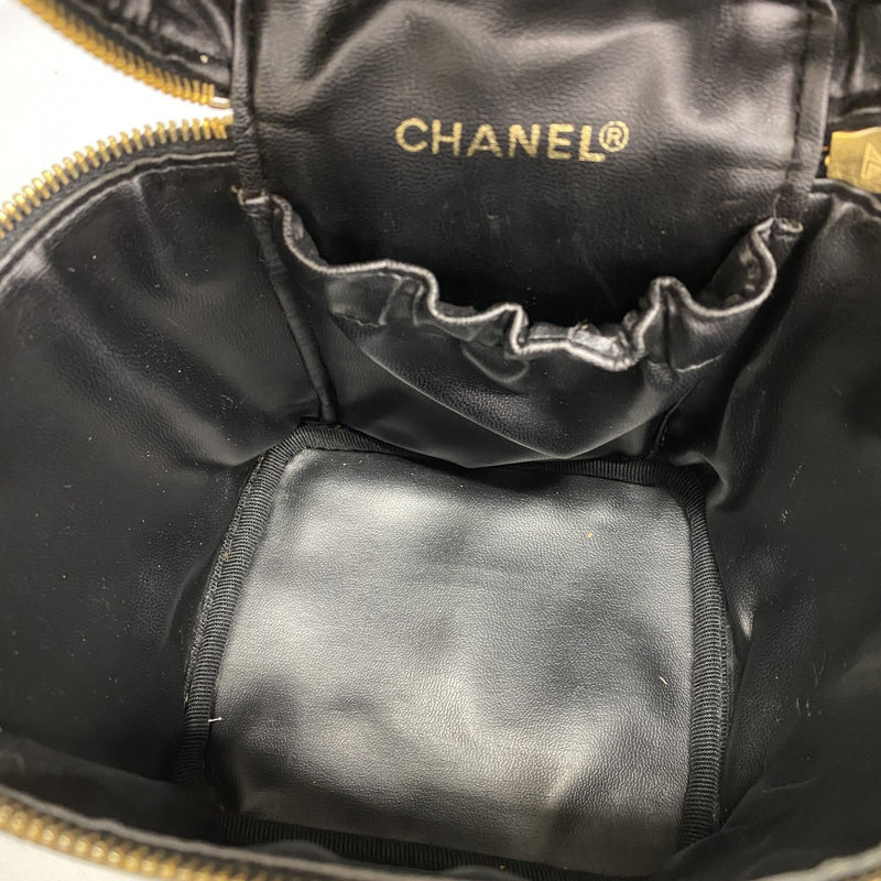 【6fa1890-k】シャネル バニティバッグ ビコローレ ラムスキン ブラック ゴールド金具【中古】レディース