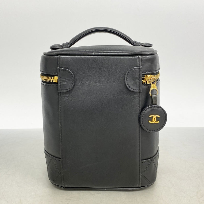 【6fa1890-k】シャネル バニティバッグ ビコローレ ラムスキン ブラック ゴールド金具【中古】レディース