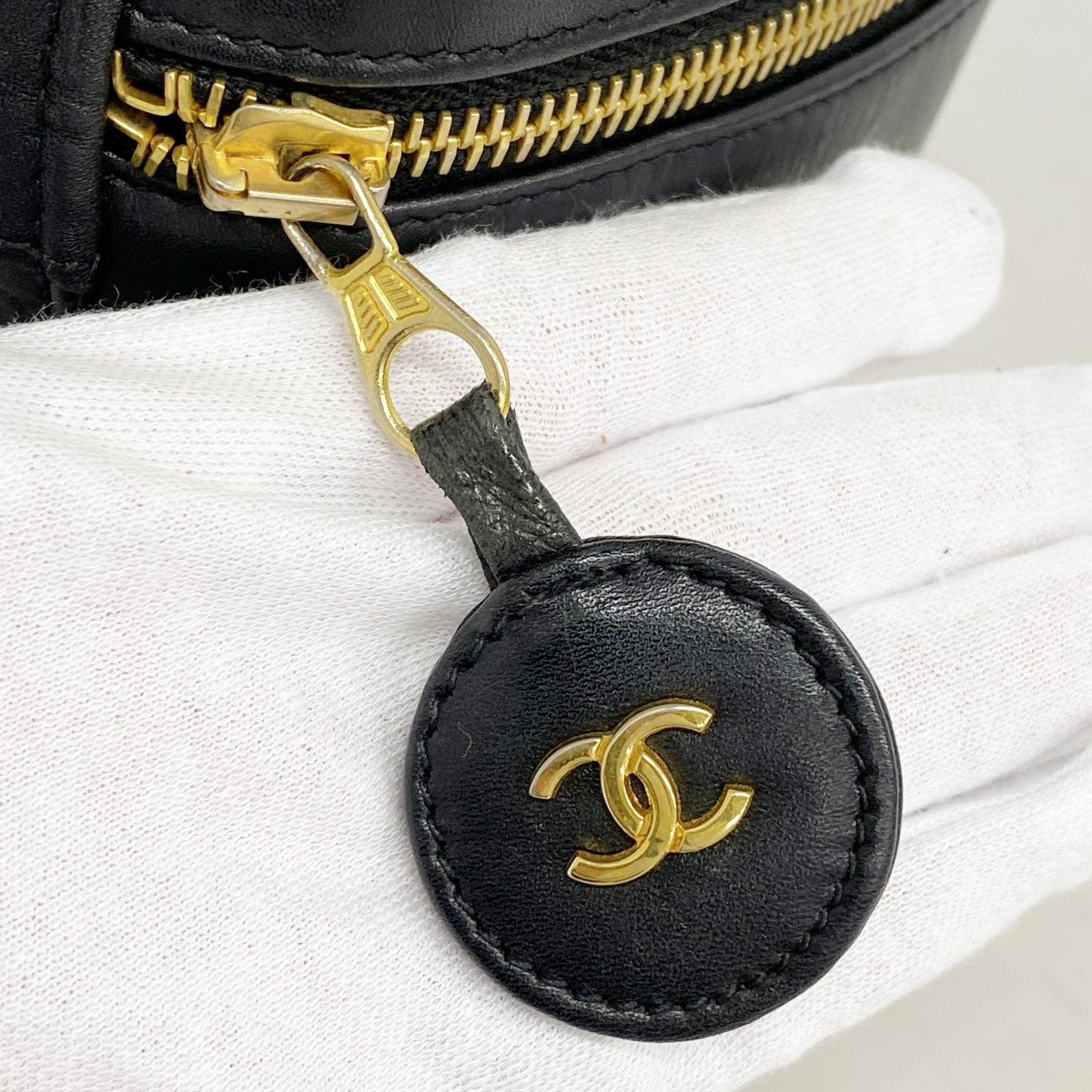 【6fa1890-k】シャネル バニティバッグ ビコローレ ラムスキン ブラック ゴールド金具【中古】レディース