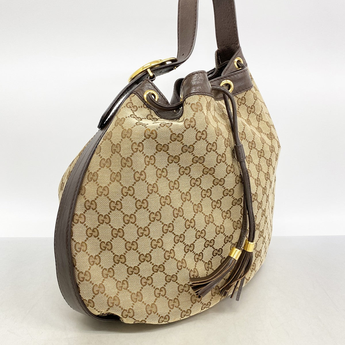 【6fa1891-k】グッチ ショルダーバッグ GGキャンバス 223951 キャンバス ブラウン ゴールド金具【中古】レディース