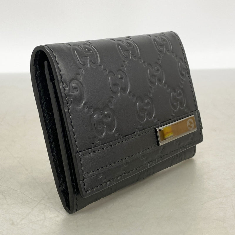 【6fa1893-k】グッチ 名刺入れ グッチシマ 251727 レザー ブラック シルバー金具【中古】メンズ