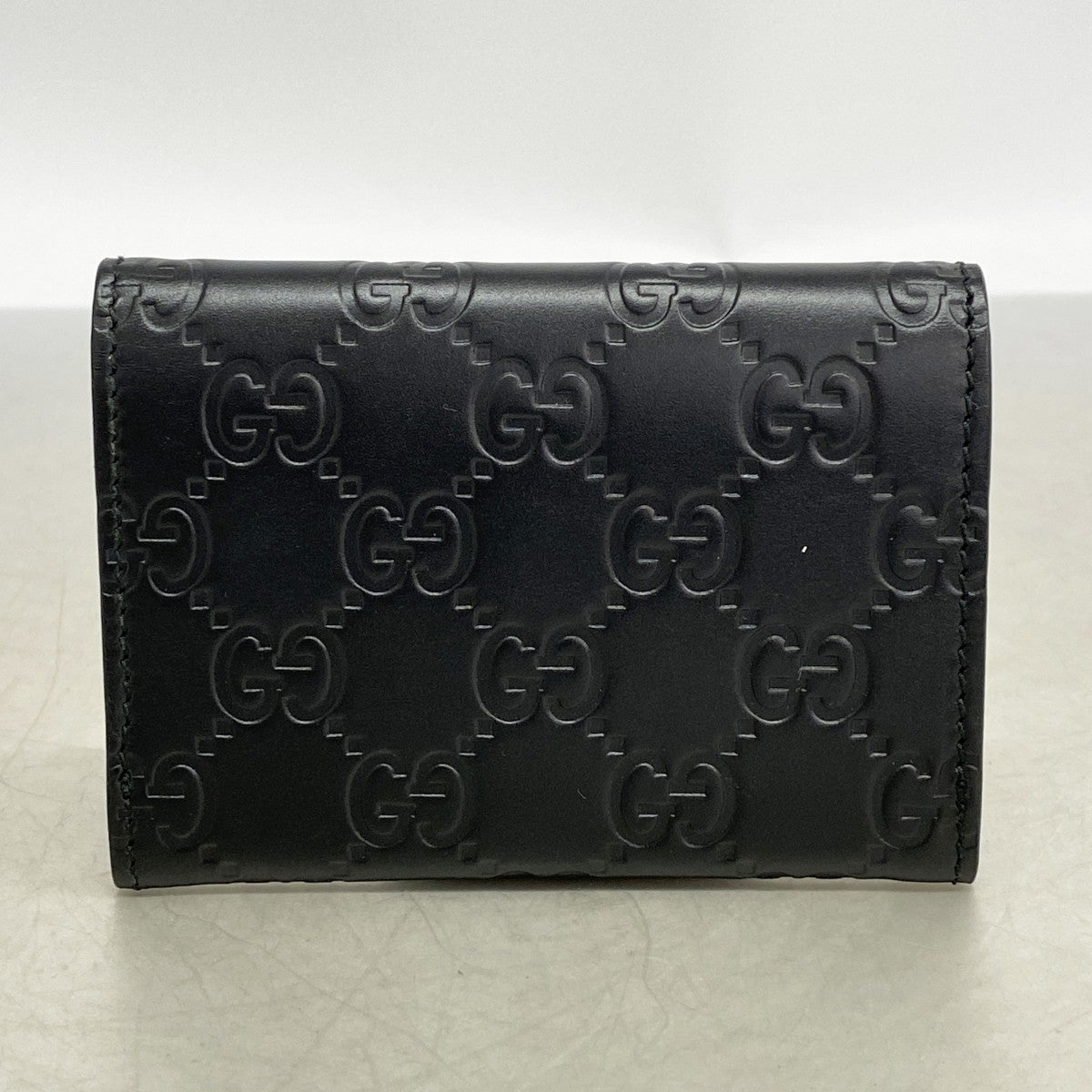 【6fa1893-k】グッチ 名刺入れ グッチシマ 251727 レザー ブラック シルバー金具【中古】メンズ