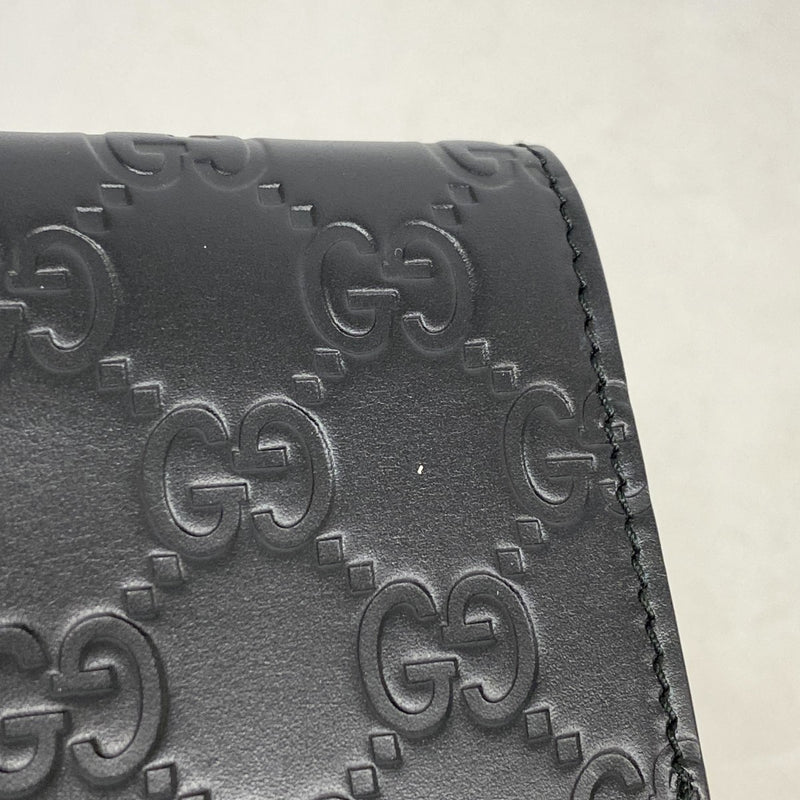【6fa1893-k】グッチ 名刺入れ グッチシマ 251727 レザー ブラック シルバー金具【中古】メンズ