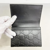 【6fa1893-k】グッチ 名刺入れ グッチシマ 251727 レザー ブラック シルバー金具【中古】メンズ