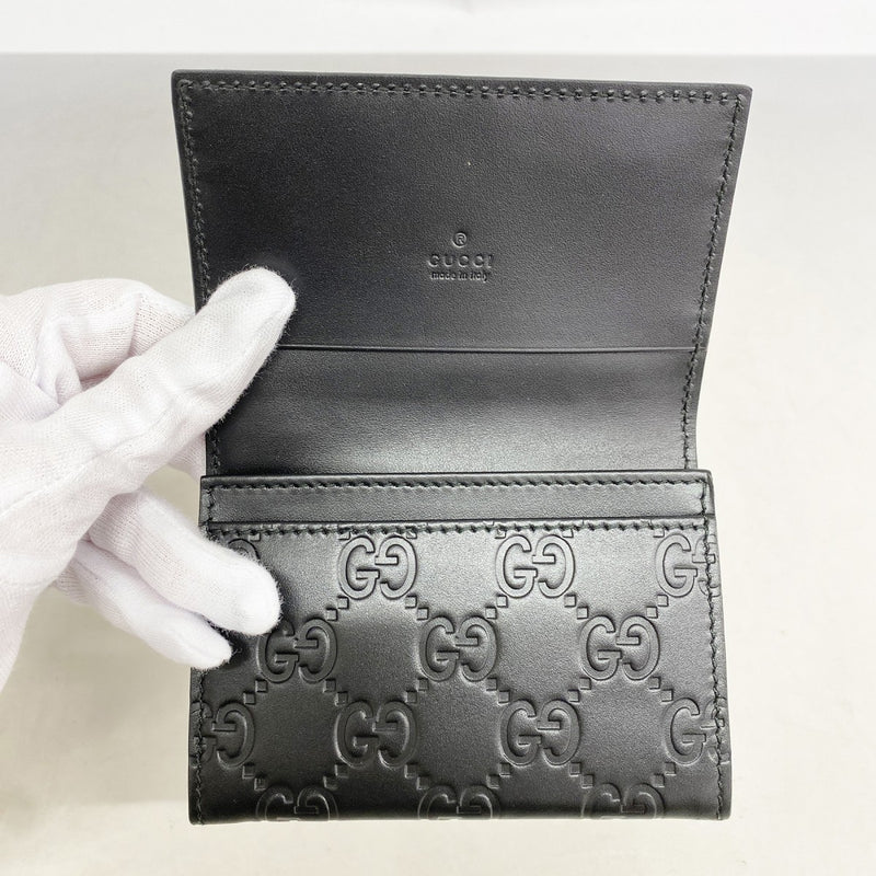 【6fa1893-k】グッチ 名刺入れ グッチシマ 251727 レザー ブラック シルバー金具【中古】メンズ